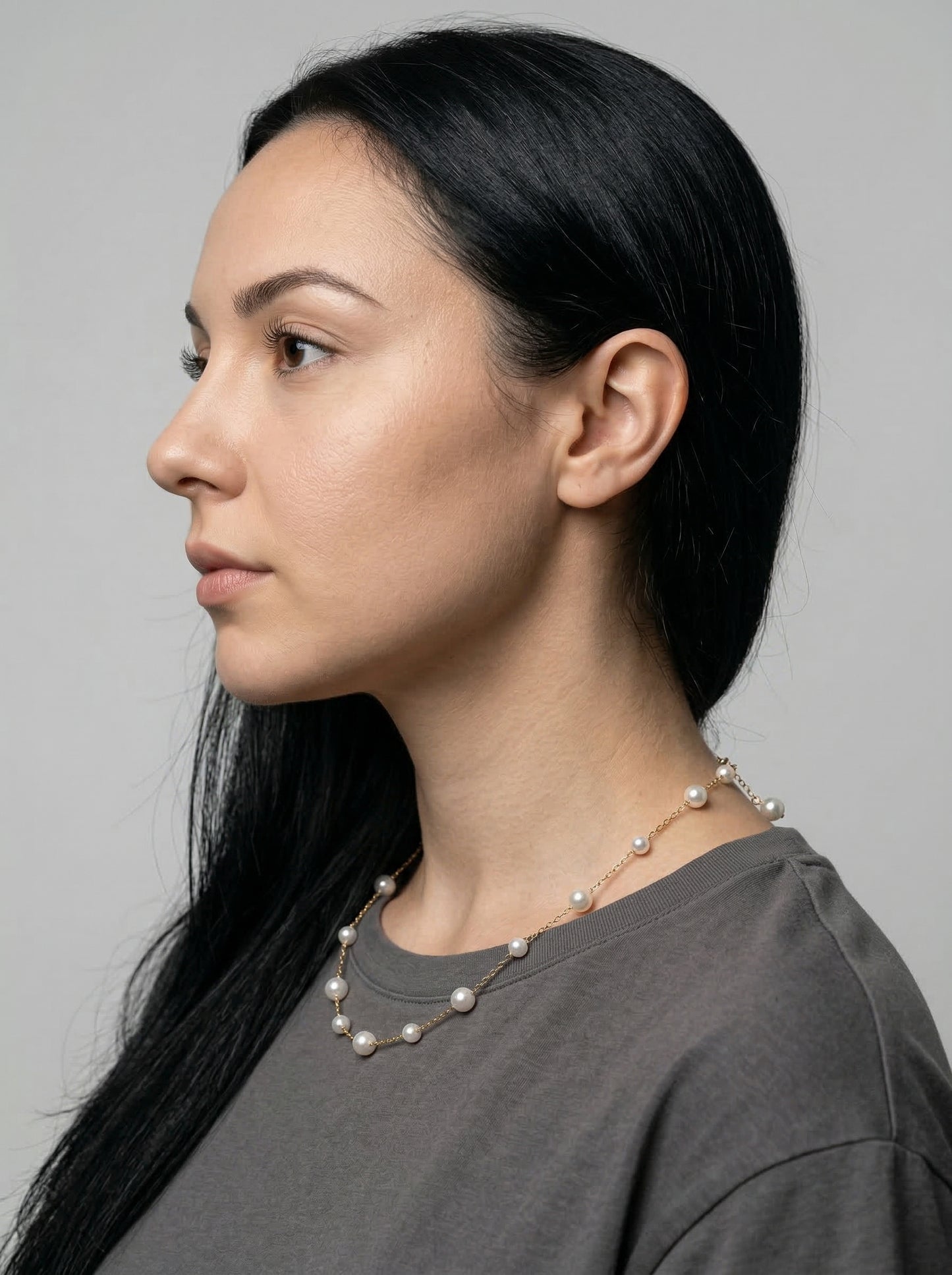 Linear Pearl Station Necklace
