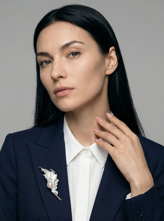 Nexus Quill Brooch with Lunar Pearl