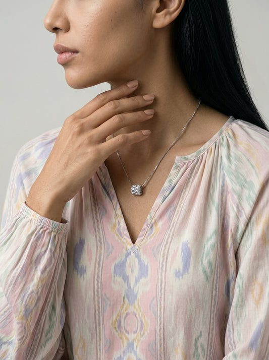 Moissanite Barrel Pendant Necklace 1.6ct