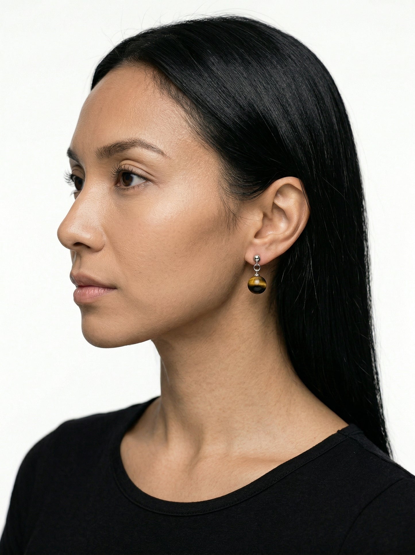 Ball & Tiger's Eye Drop Earrings