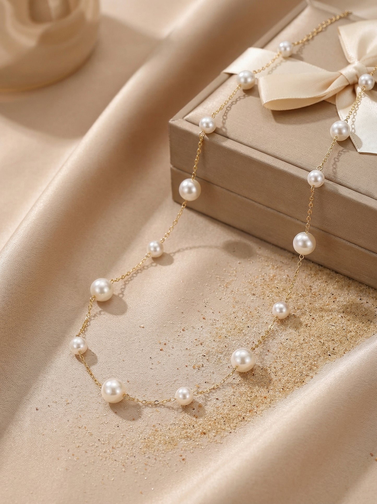 Linear Pearl Station Necklace