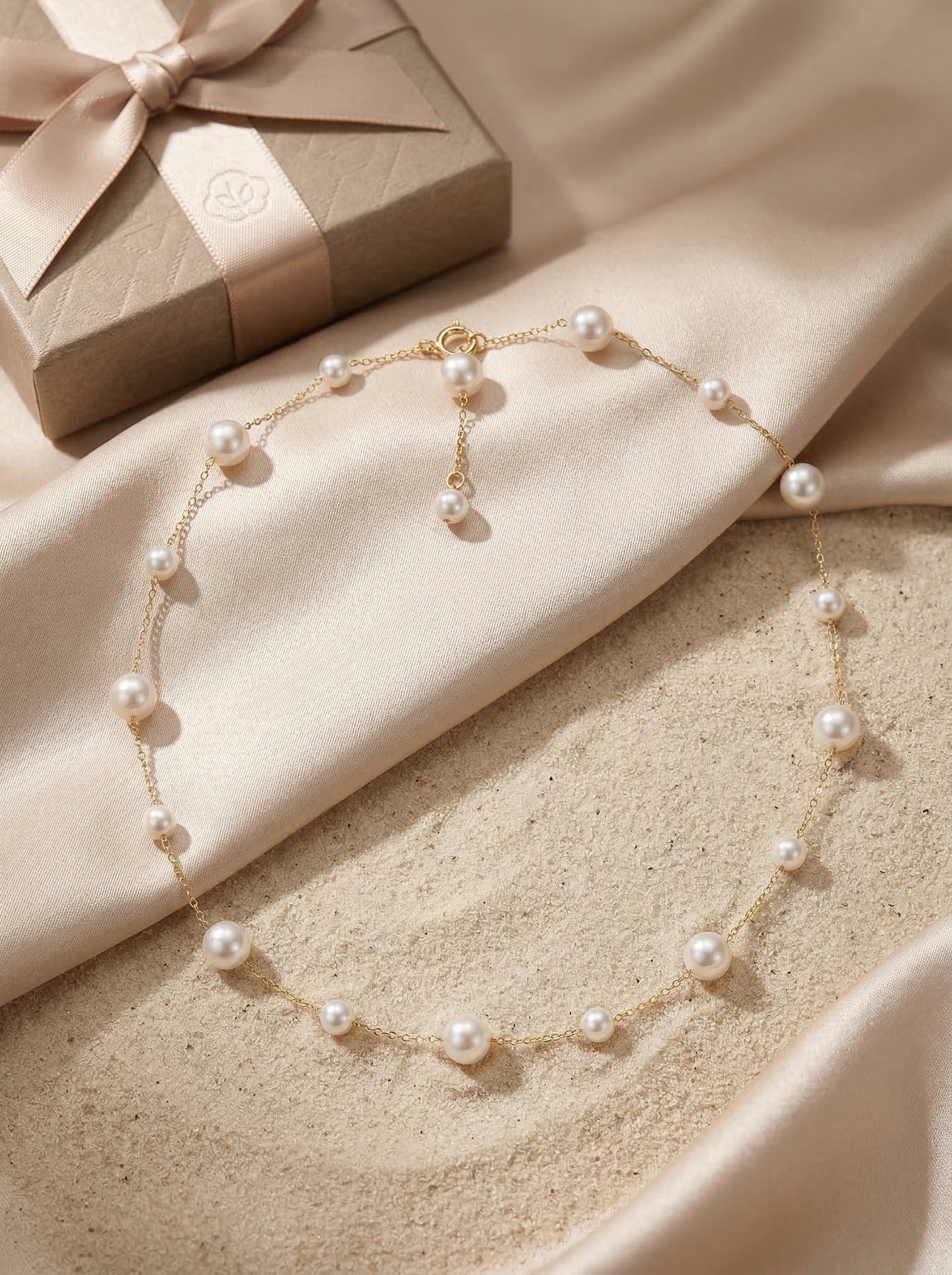 Linear Pearl Station Necklace