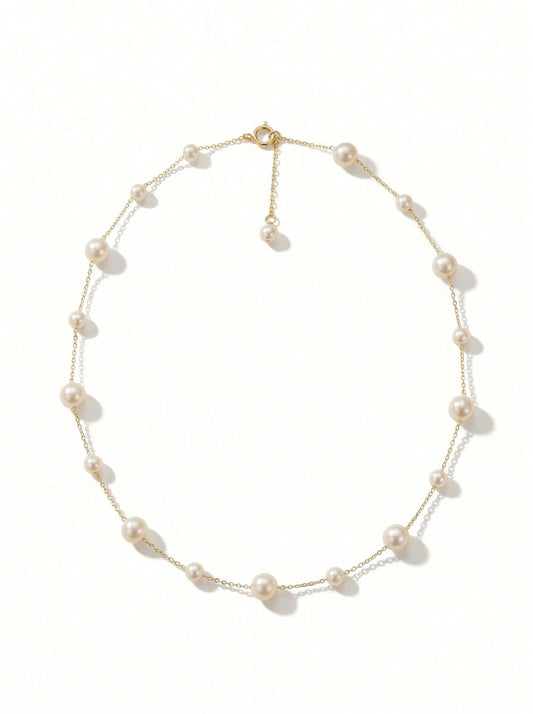 Linear Pearl Station Necklace