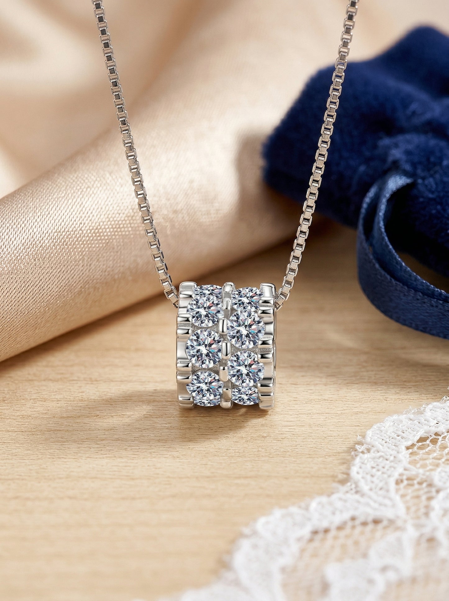 Moissanite Barrel Pendant Necklace 1.6ct